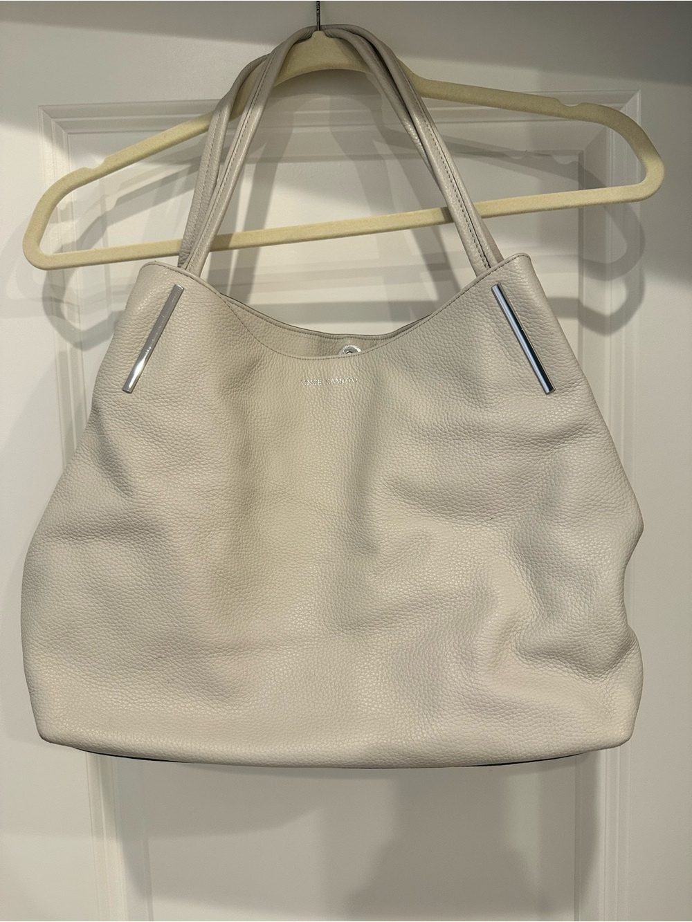 Vince Camuto Light Gray Pebbled Leather Tote